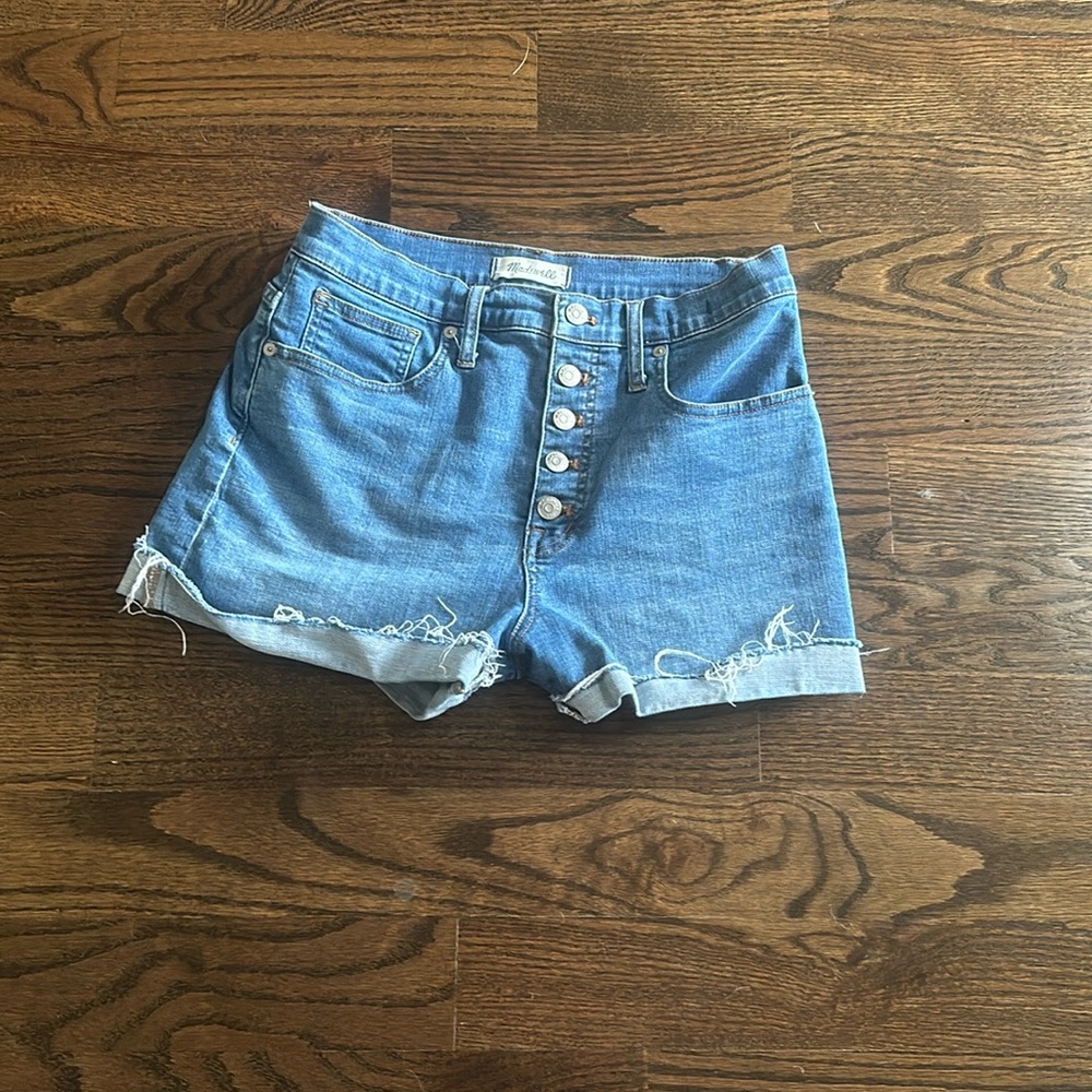 Madewell high-rise denim shorts with button fly
